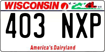 WI license plate 403NXP