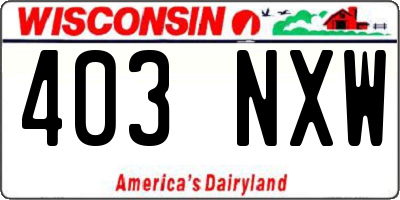 WI license plate 403NXW