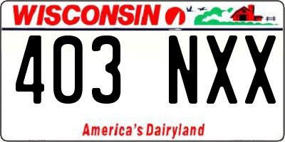 WI license plate 403NXX