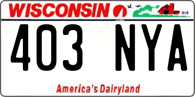 WI license plate 403NYA