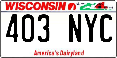 WI license plate 403NYC