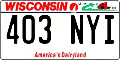 WI license plate 403NYI