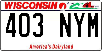 WI license plate 403NYM