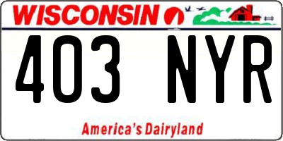 WI license plate 403NYR
