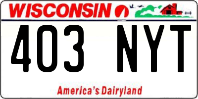 WI license plate 403NYT