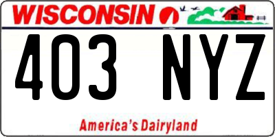 WI license plate 403NYZ