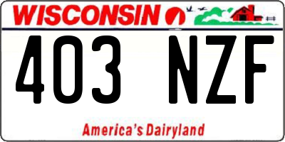 WI license plate 403NZF