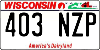 WI license plate 403NZP