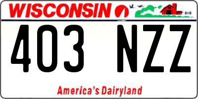 WI license plate 403NZZ