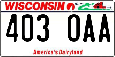 WI license plate 403OAA