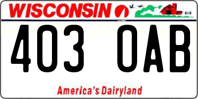 WI license plate 403OAB