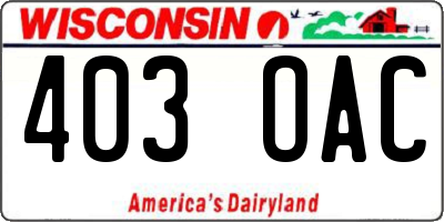 WI license plate 403OAC
