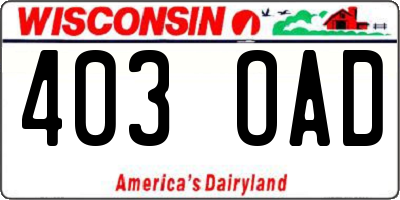 WI license plate 403OAD