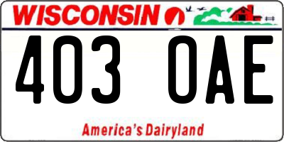 WI license plate 403OAE