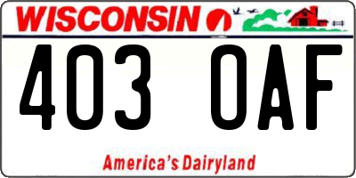 WI license plate 403OAF