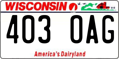 WI license plate 403OAG