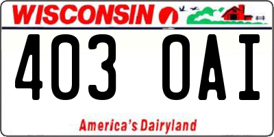 WI license plate 403OAI