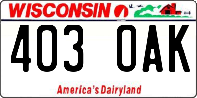 WI license plate 403OAK