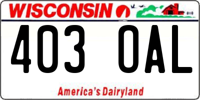 WI license plate 403OAL