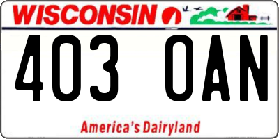 WI license plate 403OAN