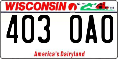 WI license plate 403OAO
