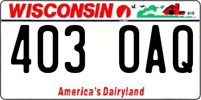 WI license plate 403OAQ
