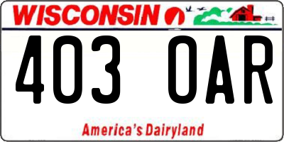 WI license plate 403OAR