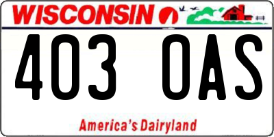 WI license plate 403OAS