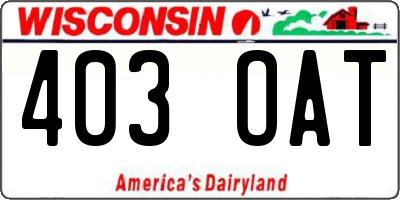 WI license plate 403OAT
