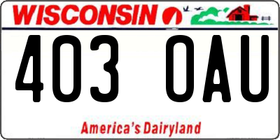 WI license plate 403OAU