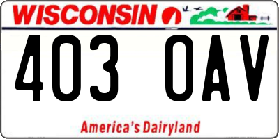 WI license plate 403OAV