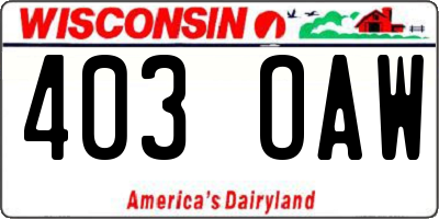 WI license plate 403OAW
