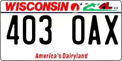 WI license plate 403OAX