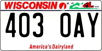 WI license plate 403OAY