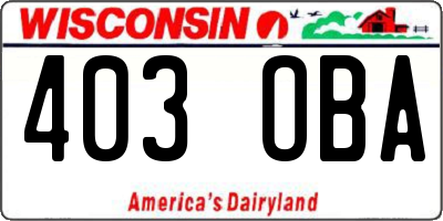 WI license plate 403OBA