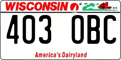 WI license plate 403OBC