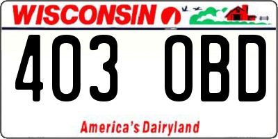 WI license plate 403OBD