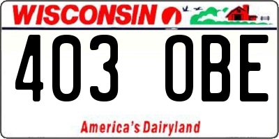 WI license plate 403OBE