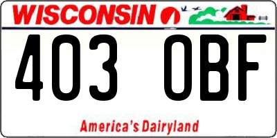 WI license plate 403OBF