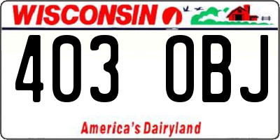 WI license plate 403OBJ