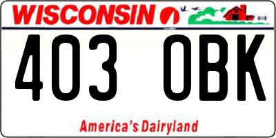 WI license plate 403OBK