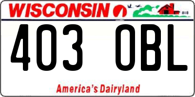 WI license plate 403OBL