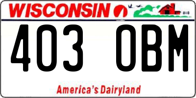 WI license plate 403OBM