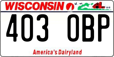 WI license plate 403OBP
