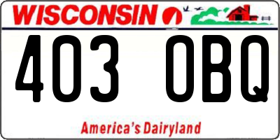 WI license plate 403OBQ