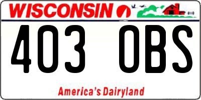 WI license plate 403OBS