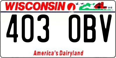 WI license plate 403OBV