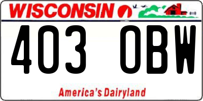 WI license plate 403OBW