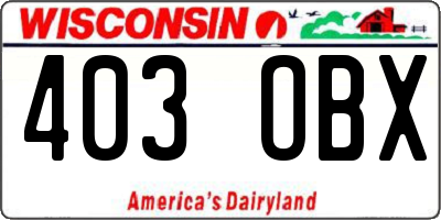 WI license plate 403OBX