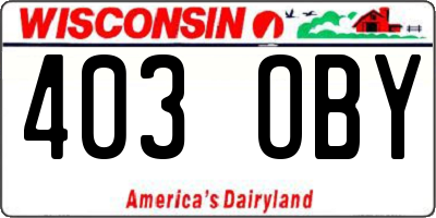 WI license plate 403OBY